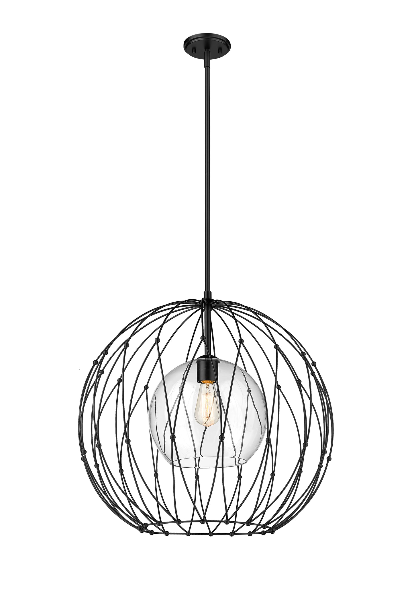 1940P24-MB - Elle 1 Light 24" Pendant - Matte Black