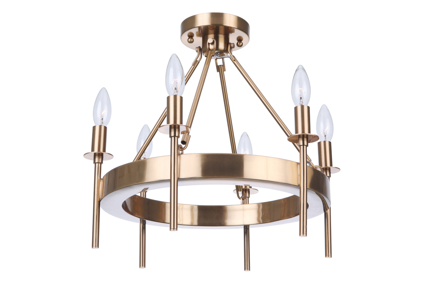 54356-SB - Larrson 6 Light 18" Wide Semi Flush Mount - Satin Brass