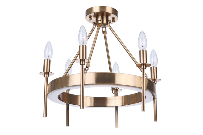 54356-SB - Larrson 6 Light 18" Wide Semi Flush Mount - Satin Brass