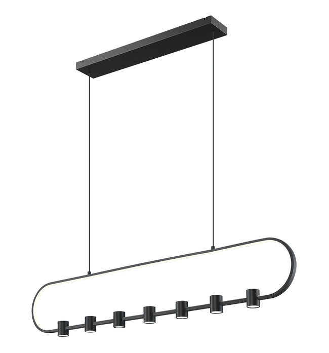 4101-54L-MB-LED - Saros 7 Light Linear 54" Chandelier - Matte Black