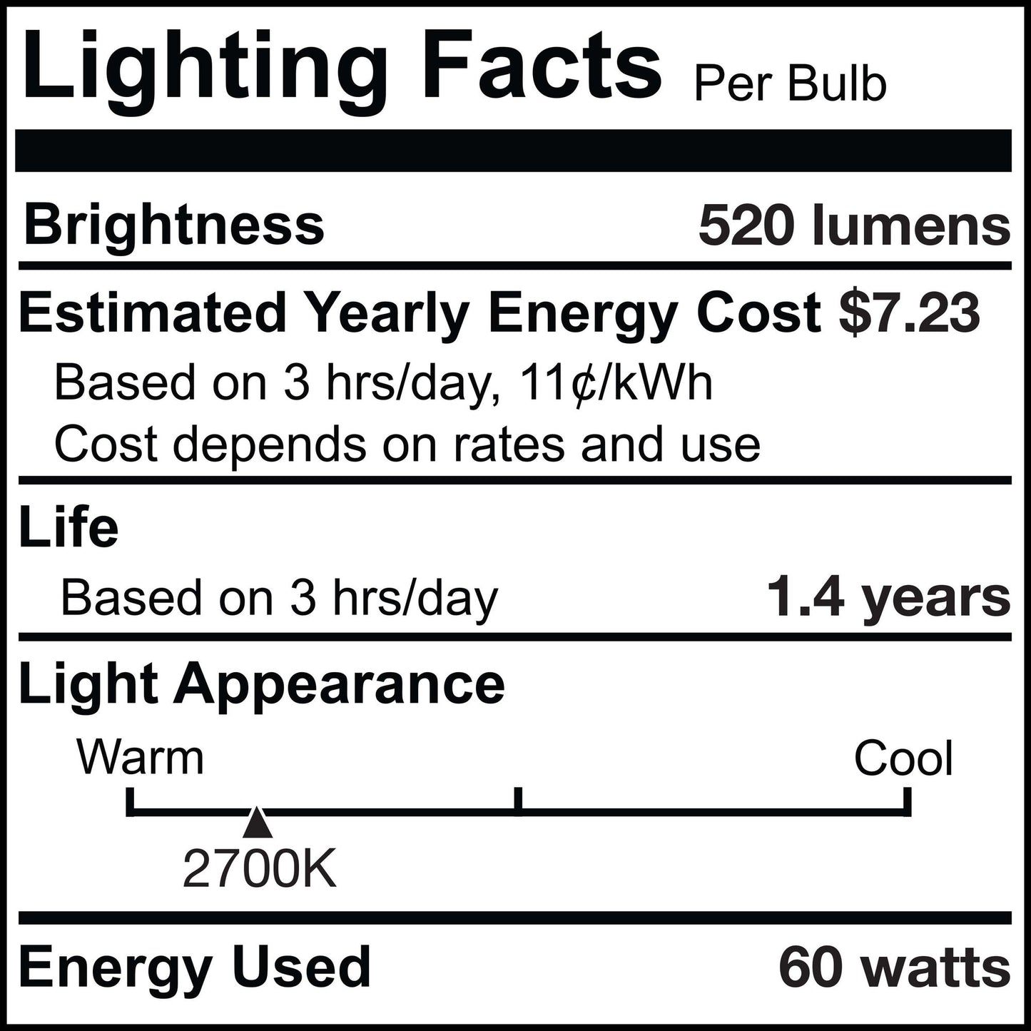 712356 - Dimmable Half Chrome G40 Incandescent Light Bulb - 60 Watt - 2700K - 6 Pack