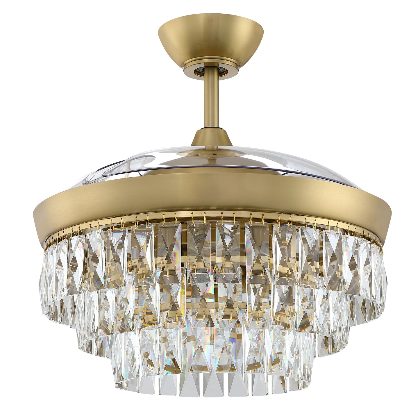 SOF42SB3 - Sofia 42 Hidden Blades 42" 3 Blade Ceiling Fan with Light Kit - Satin Brass