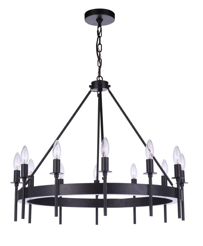 54312-FB - Larrson 12 Light 28" Wide Chandelier - Flat Black