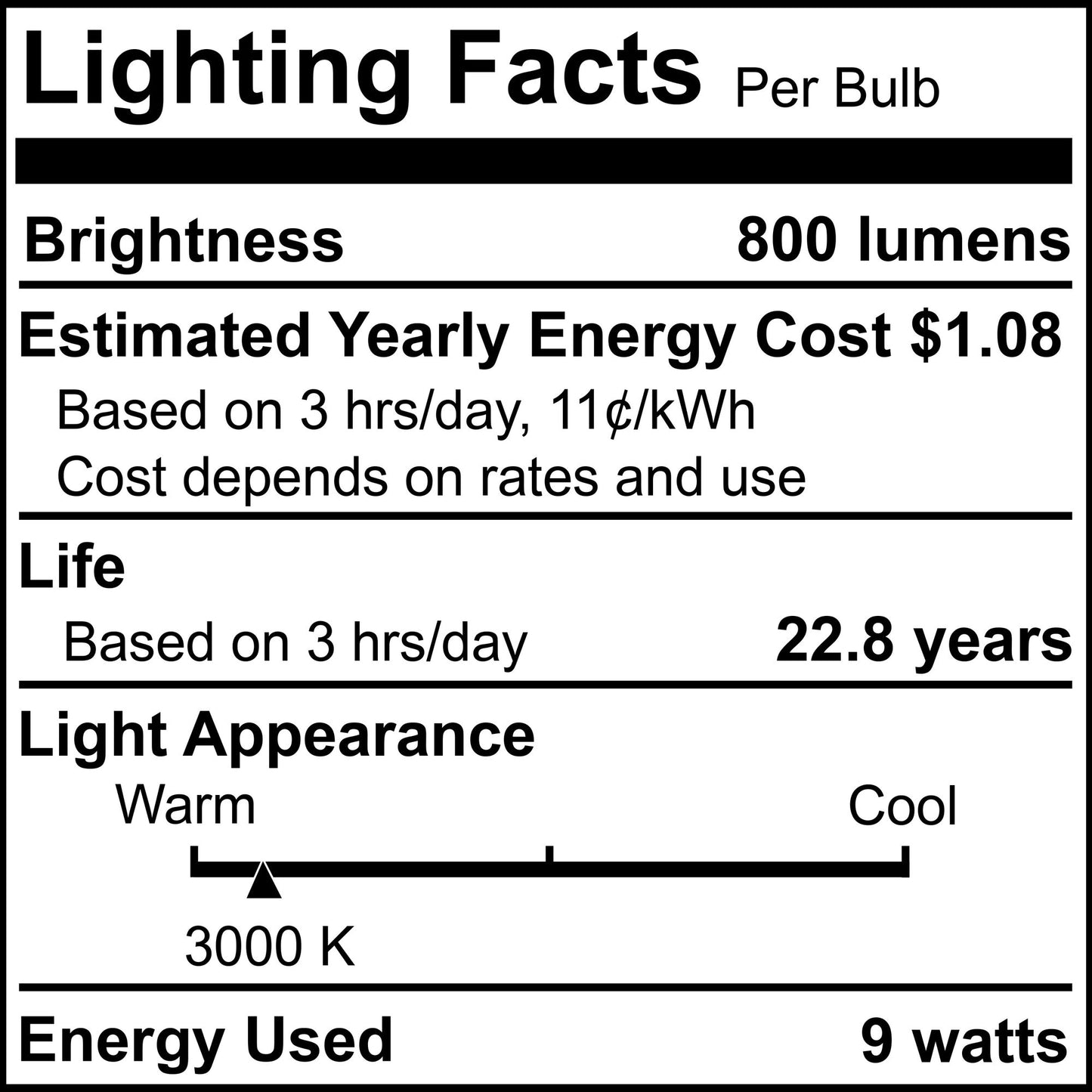774281 - Dimmable Frost A19 LED Light Bulb - 9 Watt - 3000K - 4 Pack