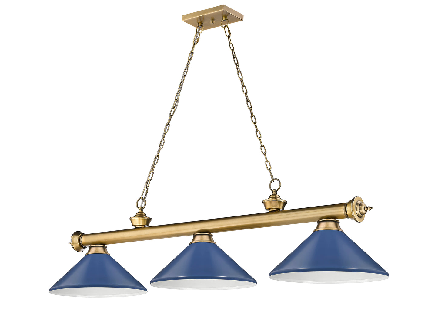 2306-3RB-MNB - Cordon 3 Light 58" Billiard - Rubbed Brass