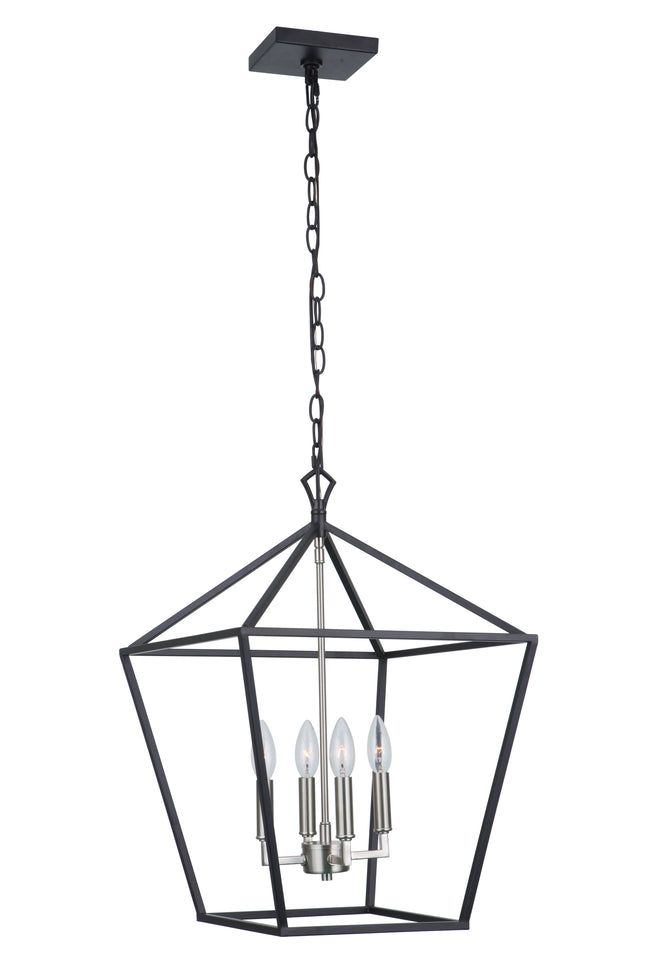 56335-FBBNK - Flynt II 4 Light 16" Wide Foyer Light - Flat Black / Brushed Polished Nickel