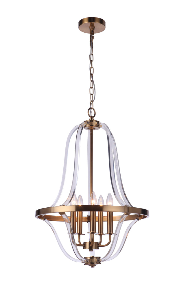 57735-SB - Graclyn 5 Light 20" Wide Foyer Light - Satin Brass