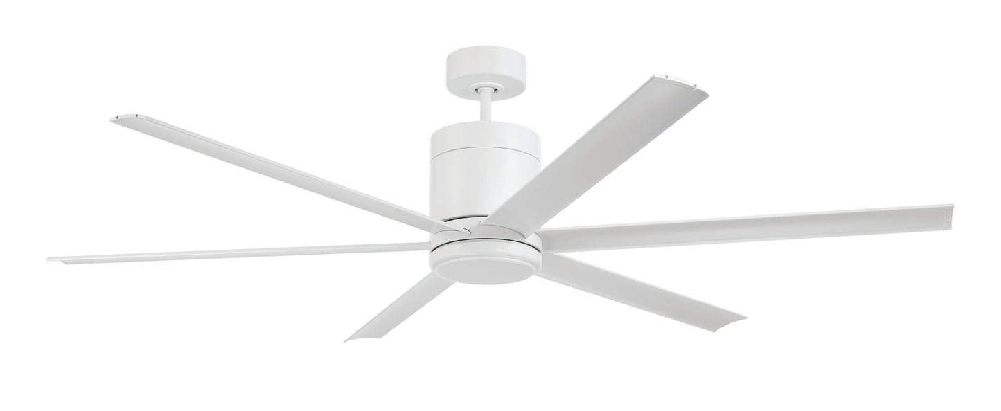 TTE65W6 - Tate 65" 6 Blade Indoor Outdoor Ceiling Fan with Light Kit - White