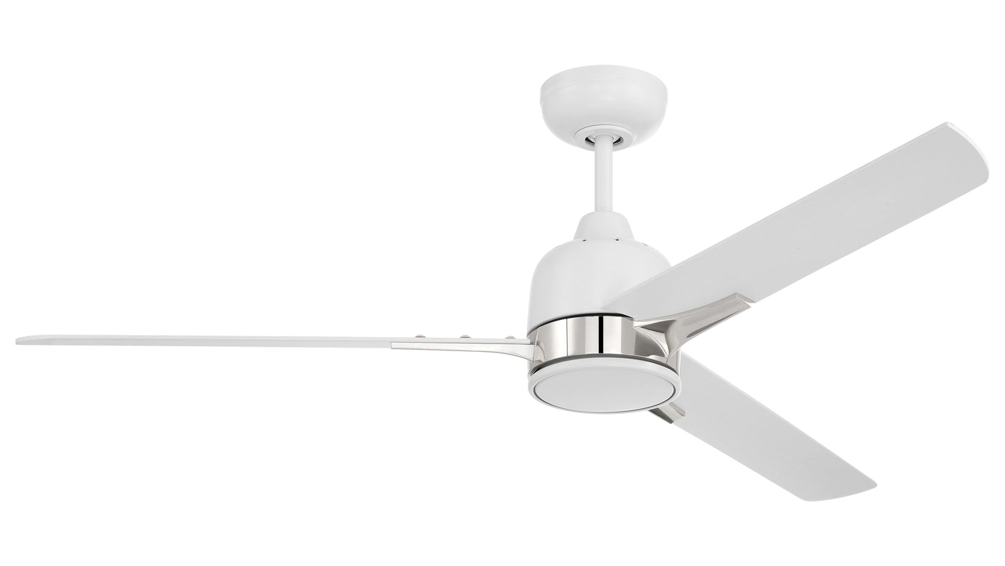 FUL52WPLN3 - Fuller 52" 3 Blade Ceiling Fan with Light Kit - White / Polished Nickel