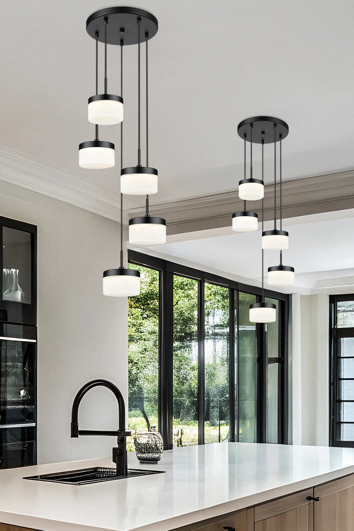 827P6-5R-MB-LED - Renaud 5 Light 16" Chandelier - Matte Black
