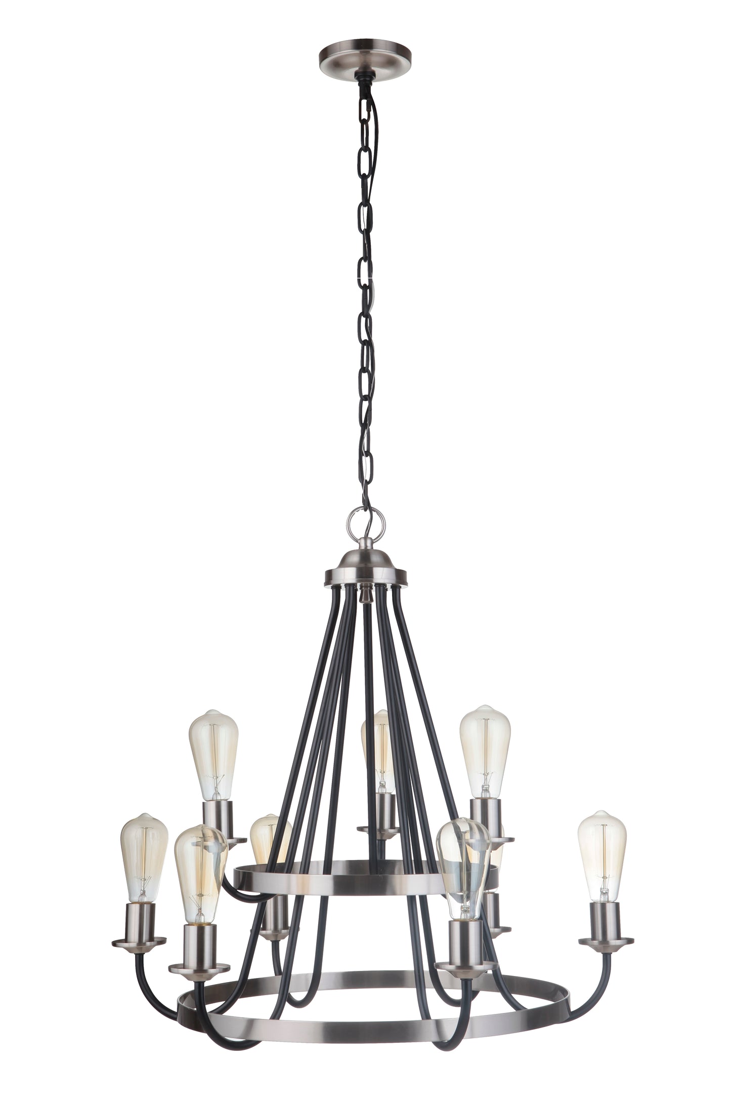 50329-FBBNK - Randolph 9 Light 26" Wide Chandelier - Flat Black / Brushed Polished Nickel