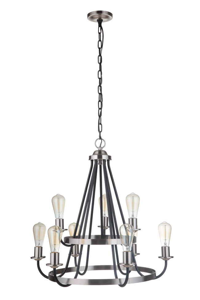 50329-FBBNK - Randolph 9 Light 26" Wide Chandelier - Flat Black / Brushed Polished Nickel