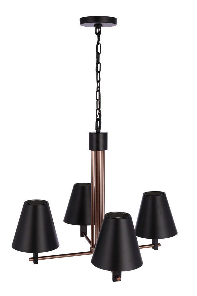 60924-FBSB - Blake 4 Light 24" Wide Chandelier - Flat Black / Satin Brass