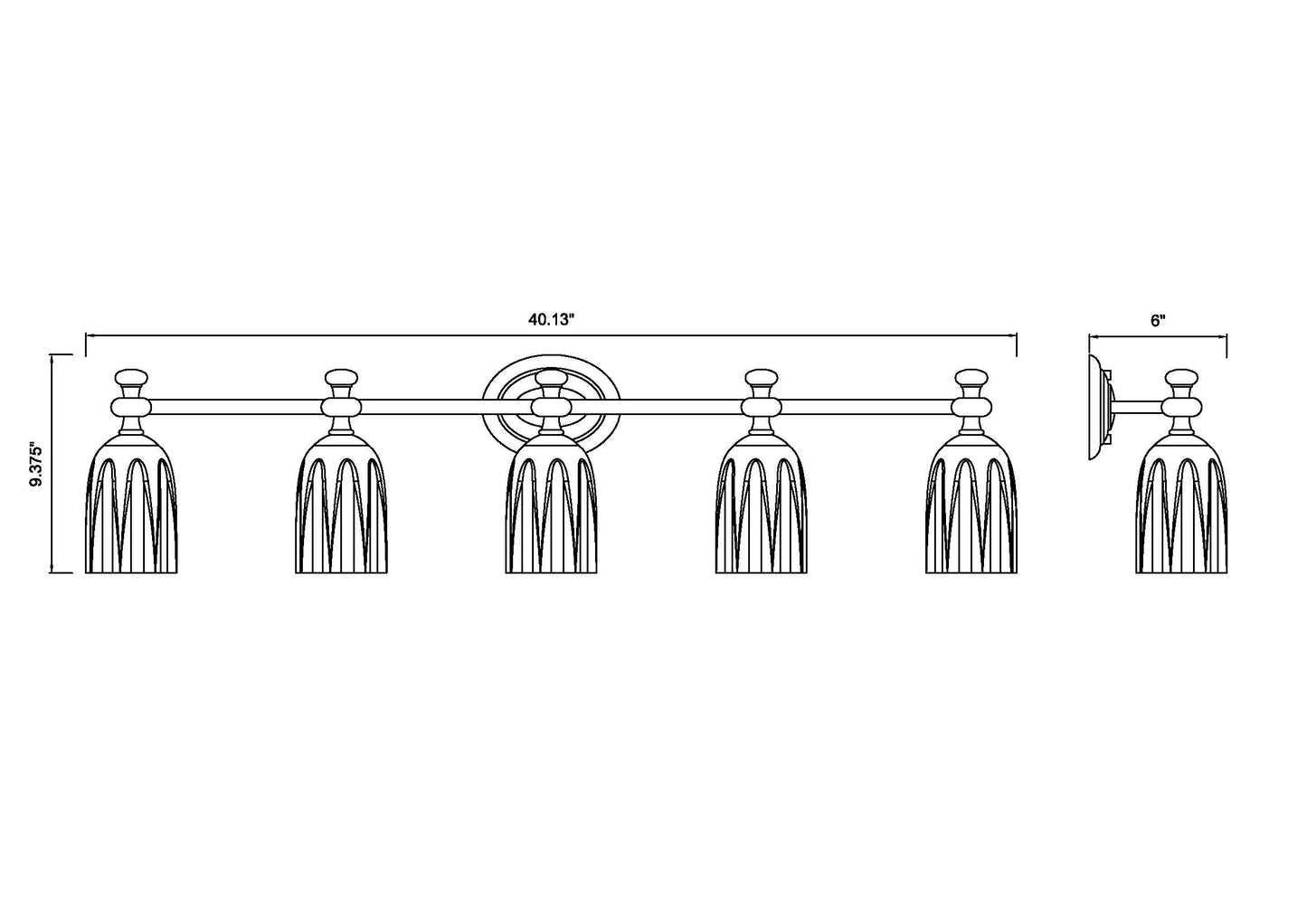 1102-5V-BN - Orion 5 Light 40" Vanity - Brushed Nickel