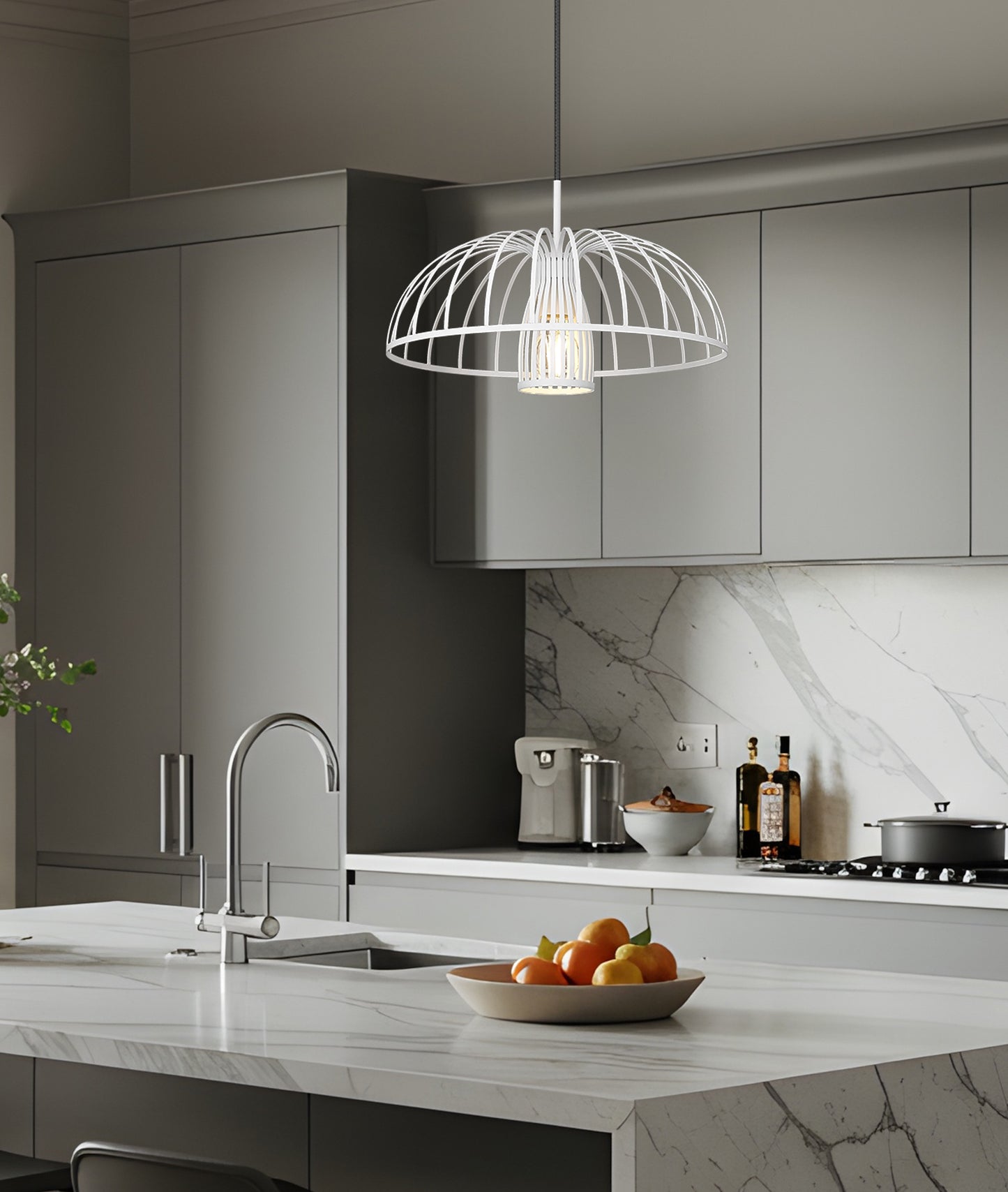 623P16-TXWH - Valencia 1 Light 16" Pendant - Texture White