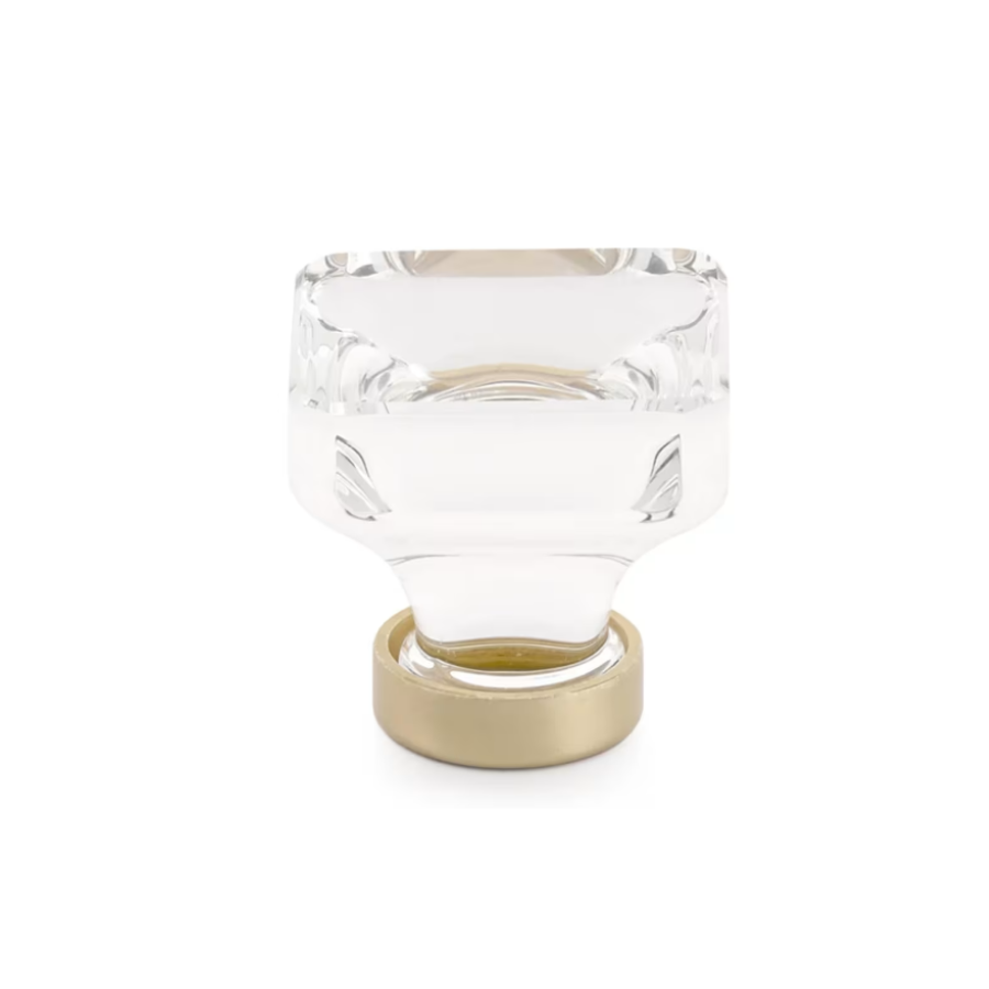86403US3 - Lido Glass 1-3/8" Square Cabinet Knob - Glass Collection - Polished Brass