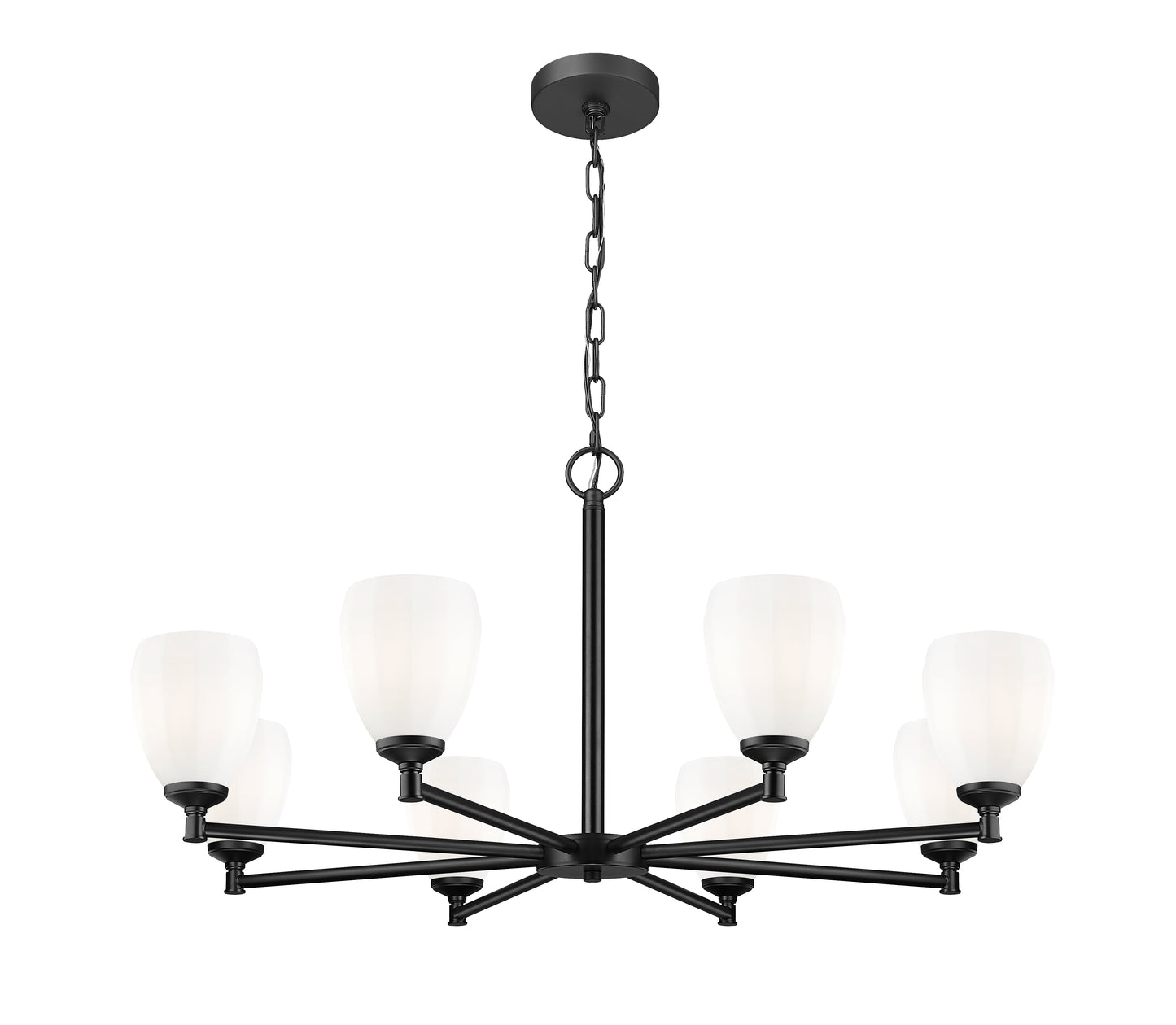7004-8MB - Oren 8 Light 42" Chandelier - Matte Black