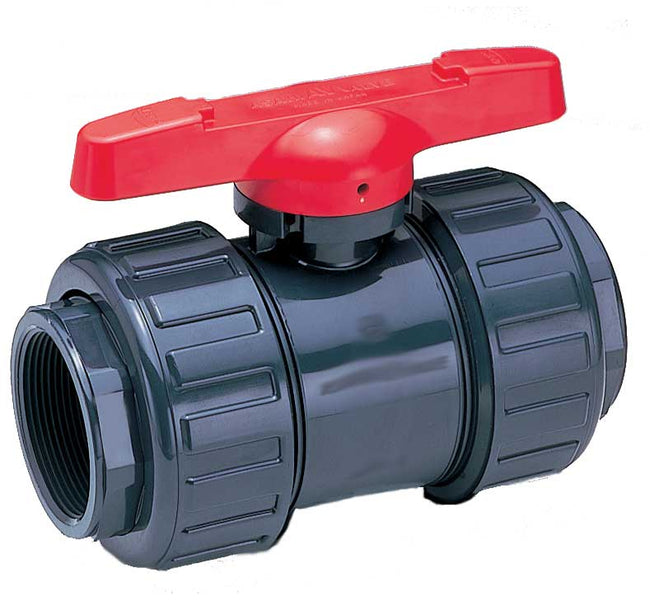 1601012 - 1-1/4" PVC True Union In-line Ball Valve, with Socket and Threaded End Connectors