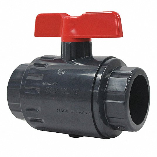 161070010 - Ball Valve, PVC, Inline, 1-Piece, Pipe Size 1 in, Tube Size 1 in
