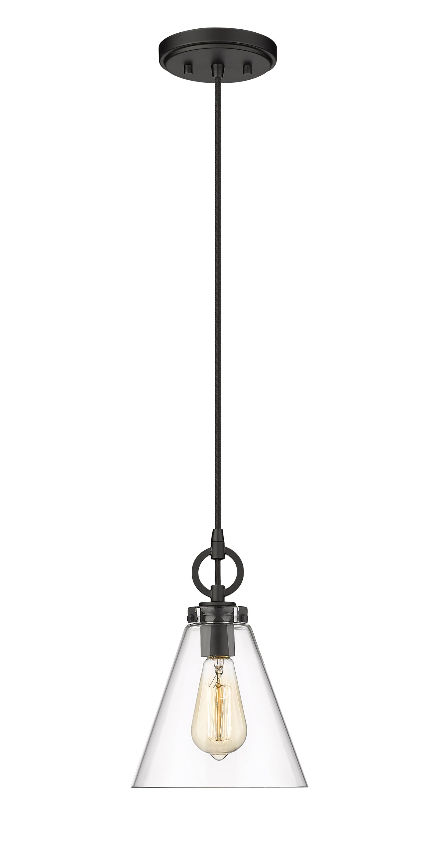 3034P8-MB - Harper 1 Light 8" Pendant - Matte Black