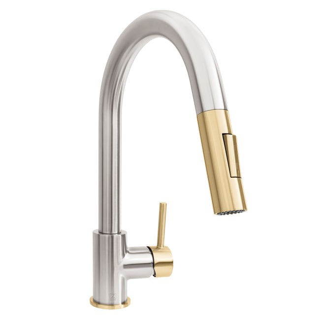 GEM-KF-ZBNCB - Autograph Edition Gemini Pull Down Single Handle Kitchen Faucet in Brushed Nickel and Champagne Bronze