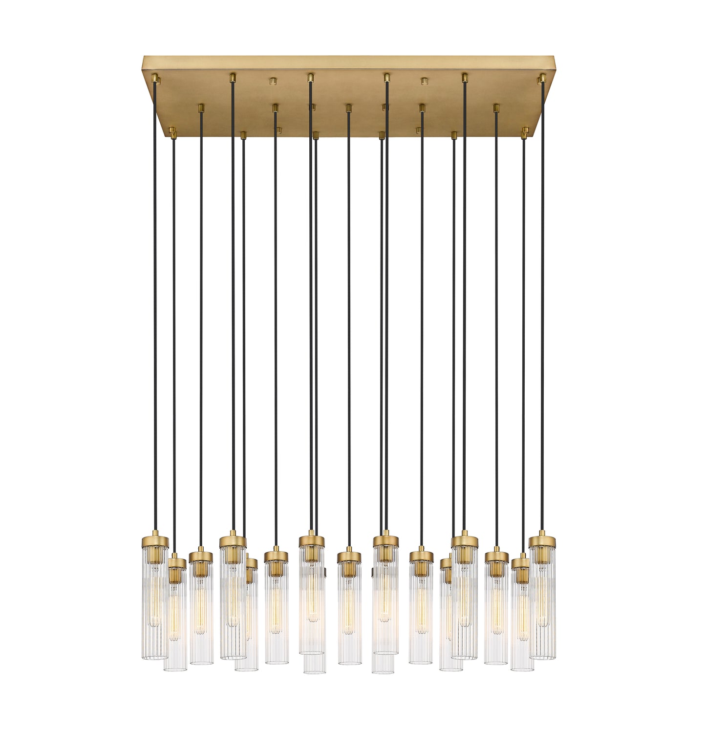 740P-17L-RB - Beau 17 Light Linear 42" Chandelier - Rubbed Brass
