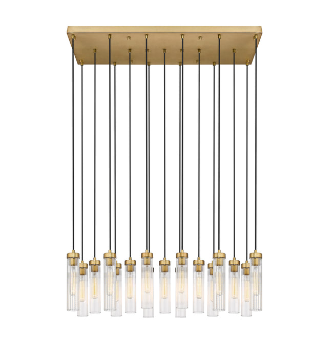 740P-17L-RB - Beau 17 Light Linear 42" Chandelier - Rubbed Brass