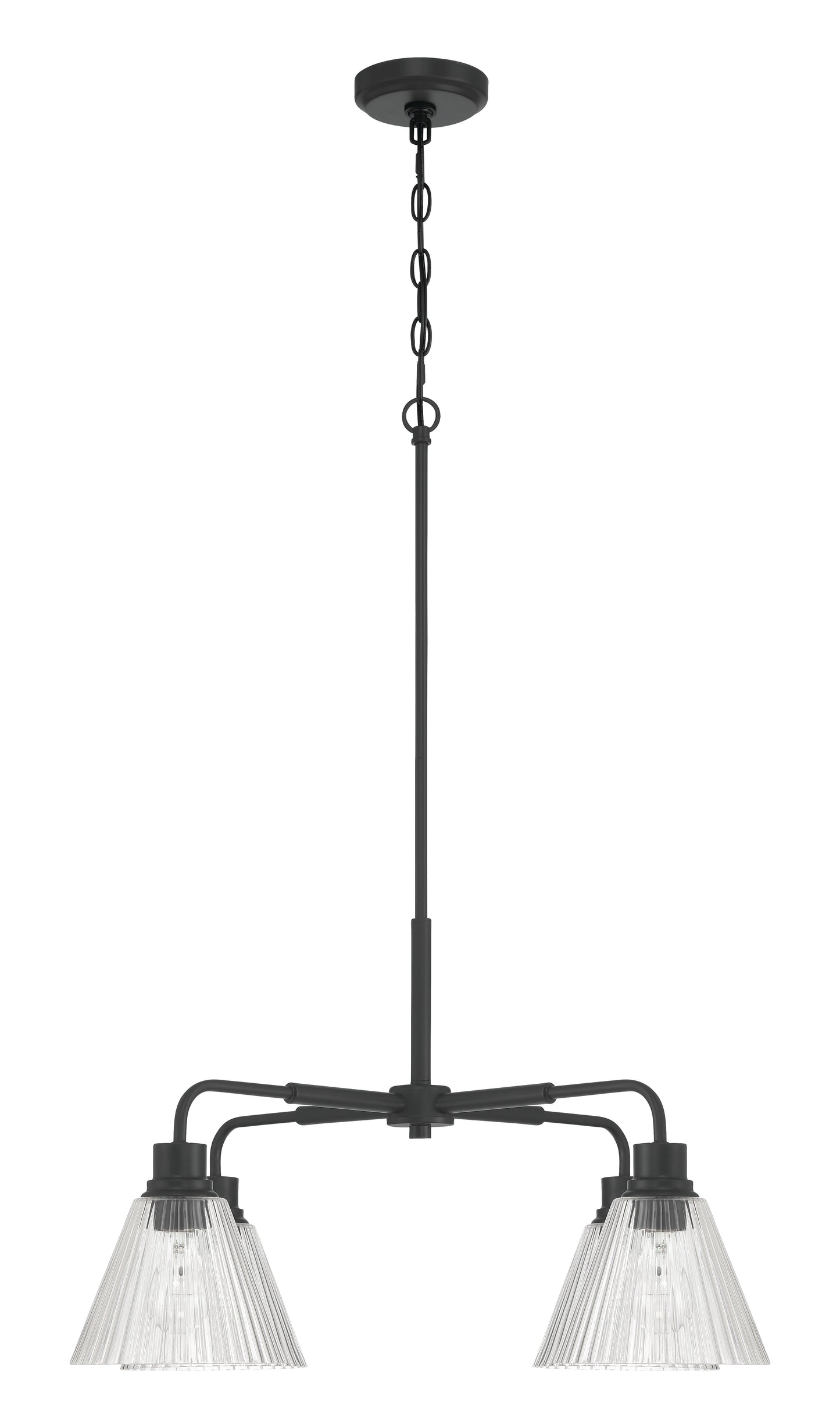 61124-FB - Pleated 4 Light 30" Wide Chandelier - Flat Black