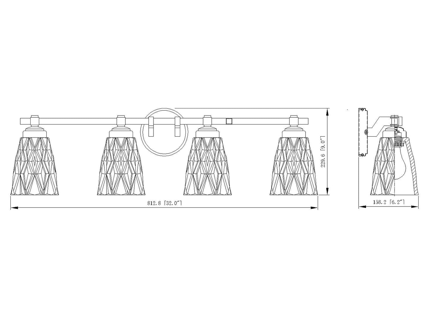 1960-4V-MGLD - Andree 4 Light 32" Vanity - Modern Gold