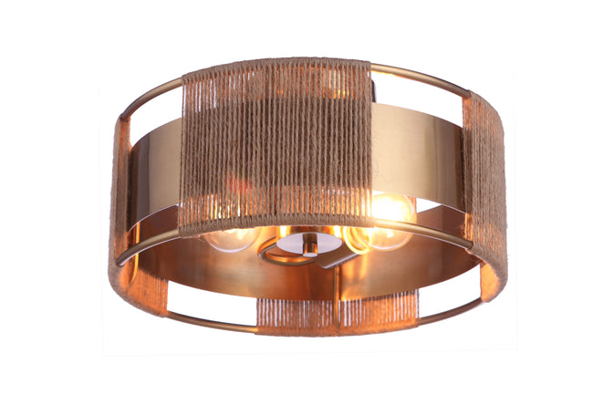 59052-SB - Kensey 2 Light 14.13" Wide Semi Flush Mount - Satin Brass