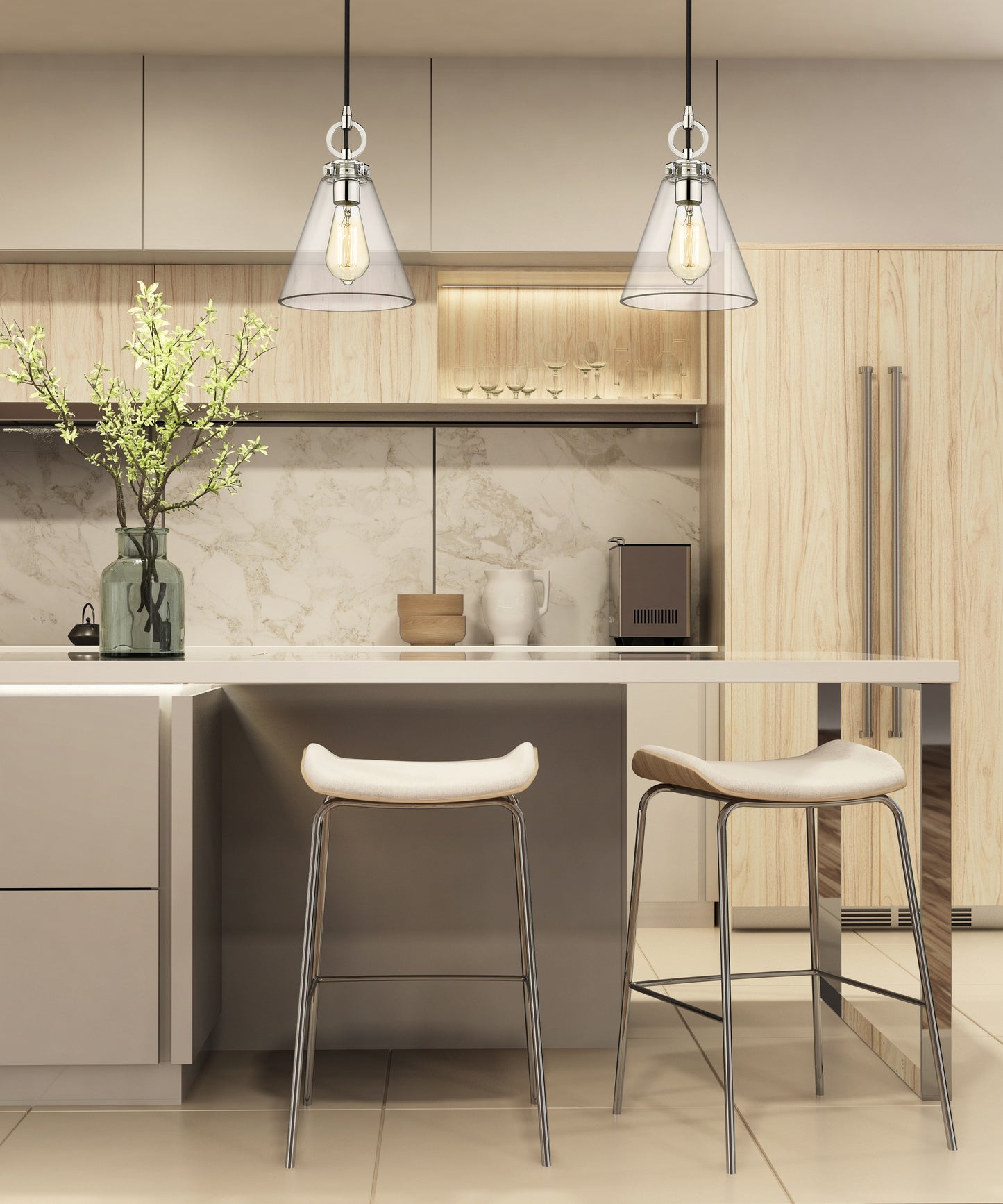 3034P8-BN - Harper 1 Light 8" Pendant - Brushed Nickel
