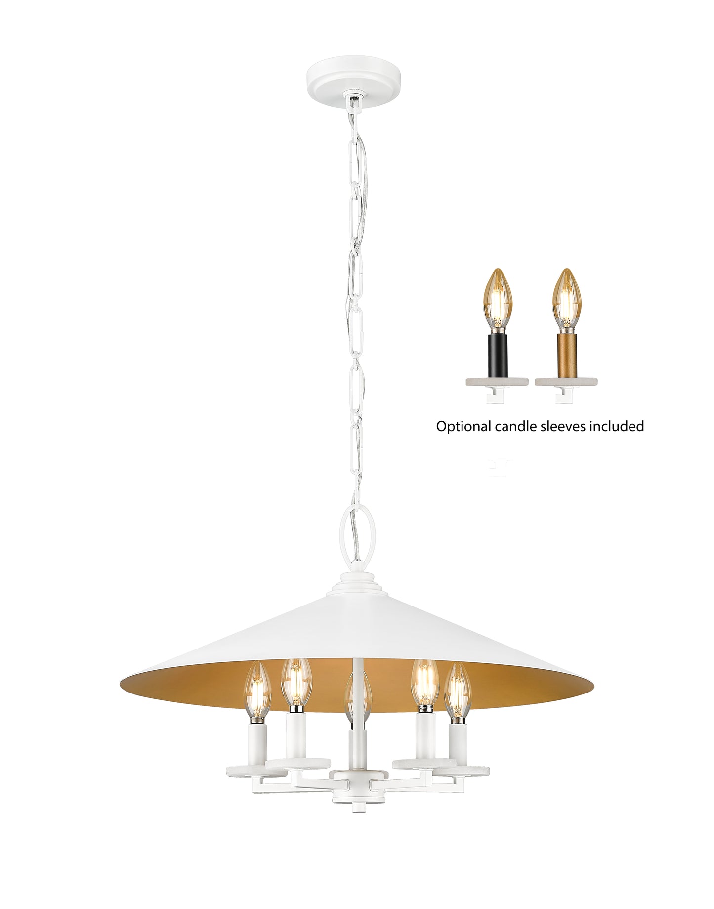 1953-22MW - Rialto 5 Light 22" Pendant - Matte White