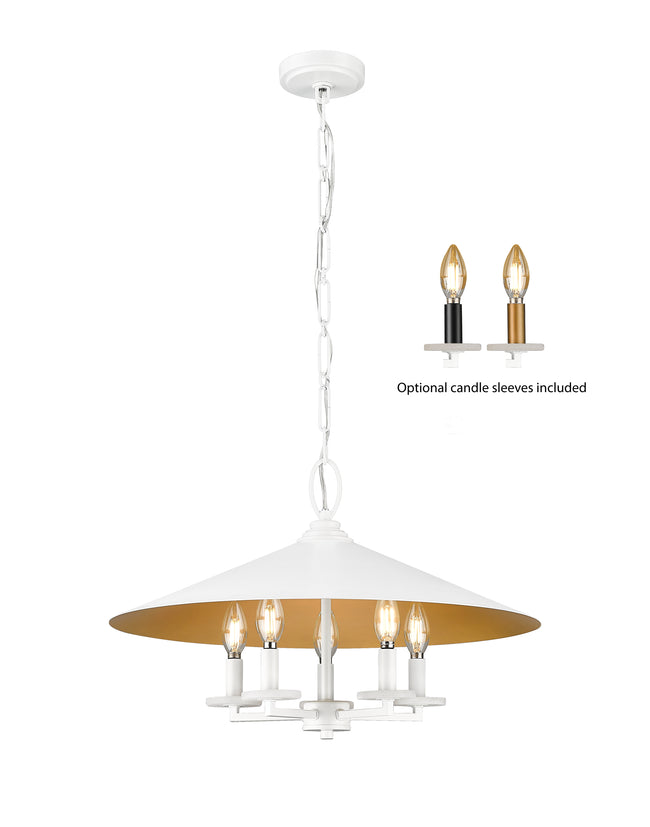 1953-22MW - Rialto 5 Light 22" Pendant - Matte White