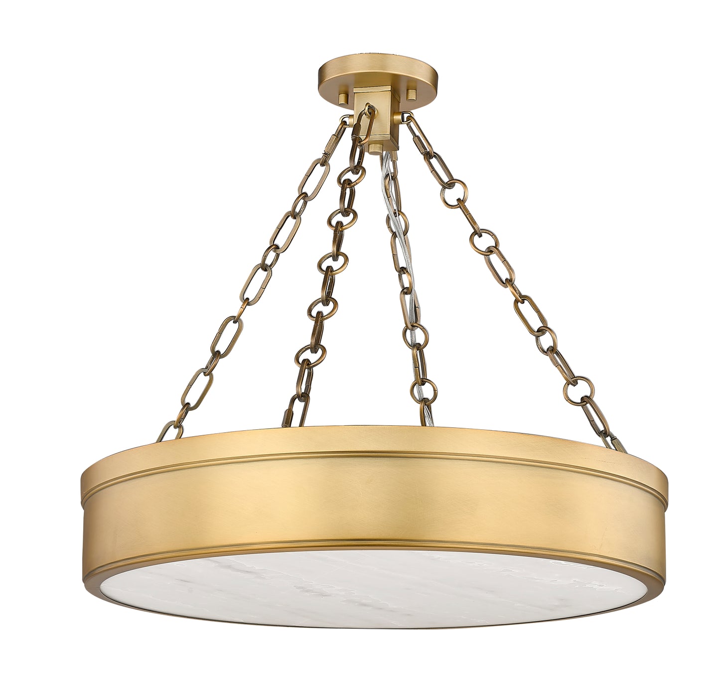 1944SF22-RB-LED - Anders 3 Light Semi Flush 22" Mount - Rubbed Brass