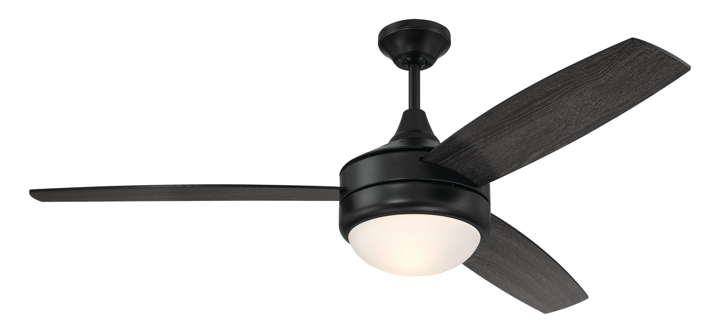 PHZ52FB3 - Phaze II 3-Blade 52" 3 Blade Ceiling Fan with Light Kit - Flat Black