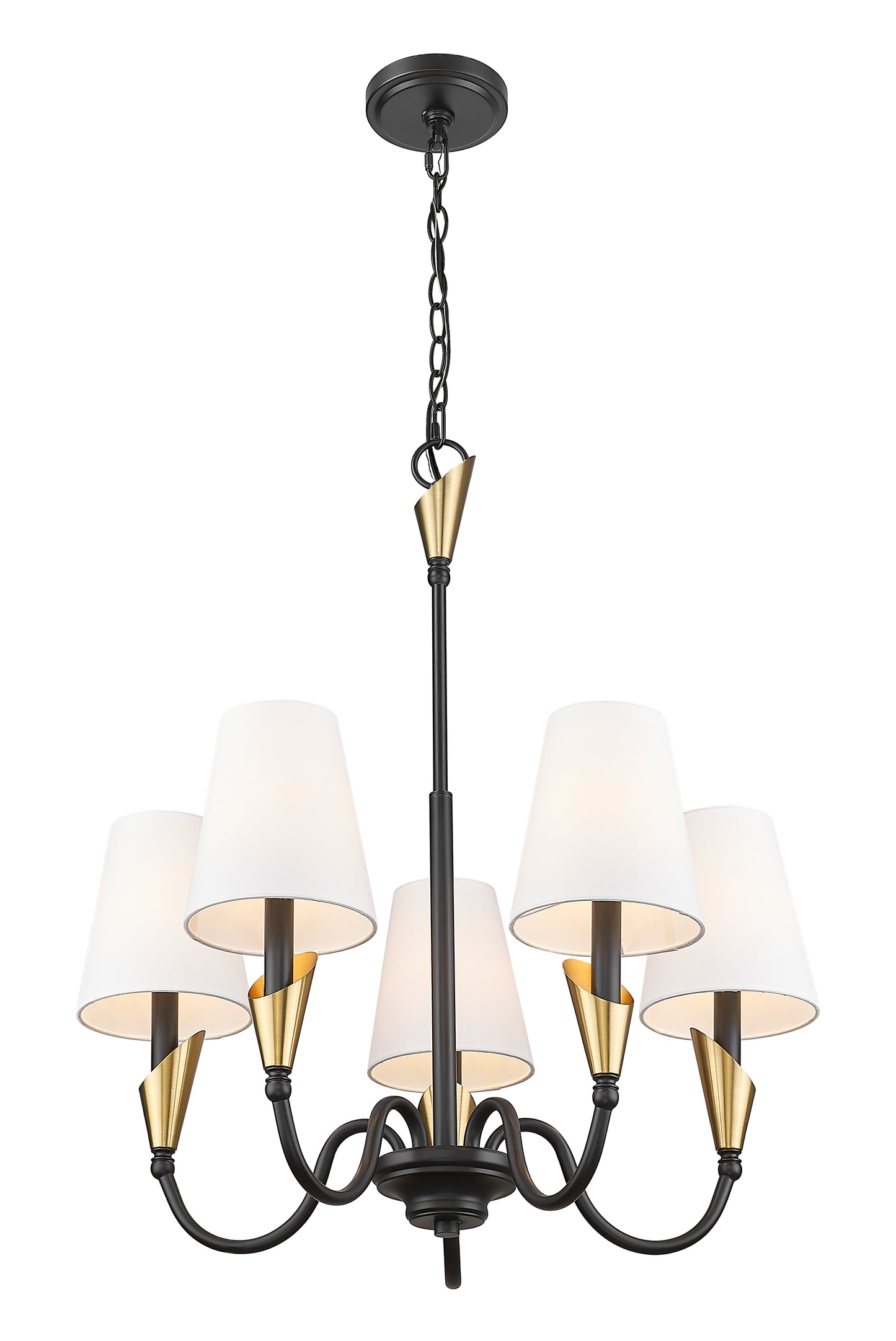 4014-24MB-MGLD - Claudelle 5 Light 24" Chandelier - Matte Black / Modern Gold