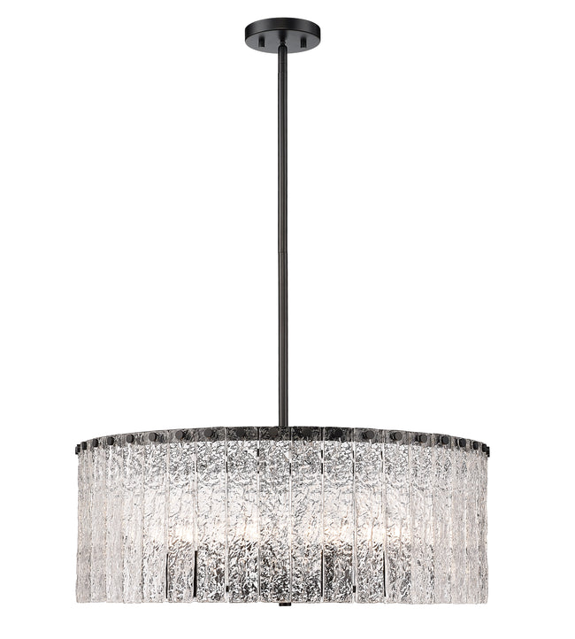 1943P26-MB - Glacier 10 Light 27" Chandelier - Matte Black