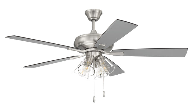 ECF104BNK5-BNGW - Eos Clear 4 Light 52" 5 Blade Ceiling Fan with Light Kit - Brushed Nickel