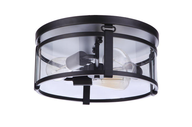 55383-FB - Elliot 3 Light 13" Wide Flush Mount - Flat Black