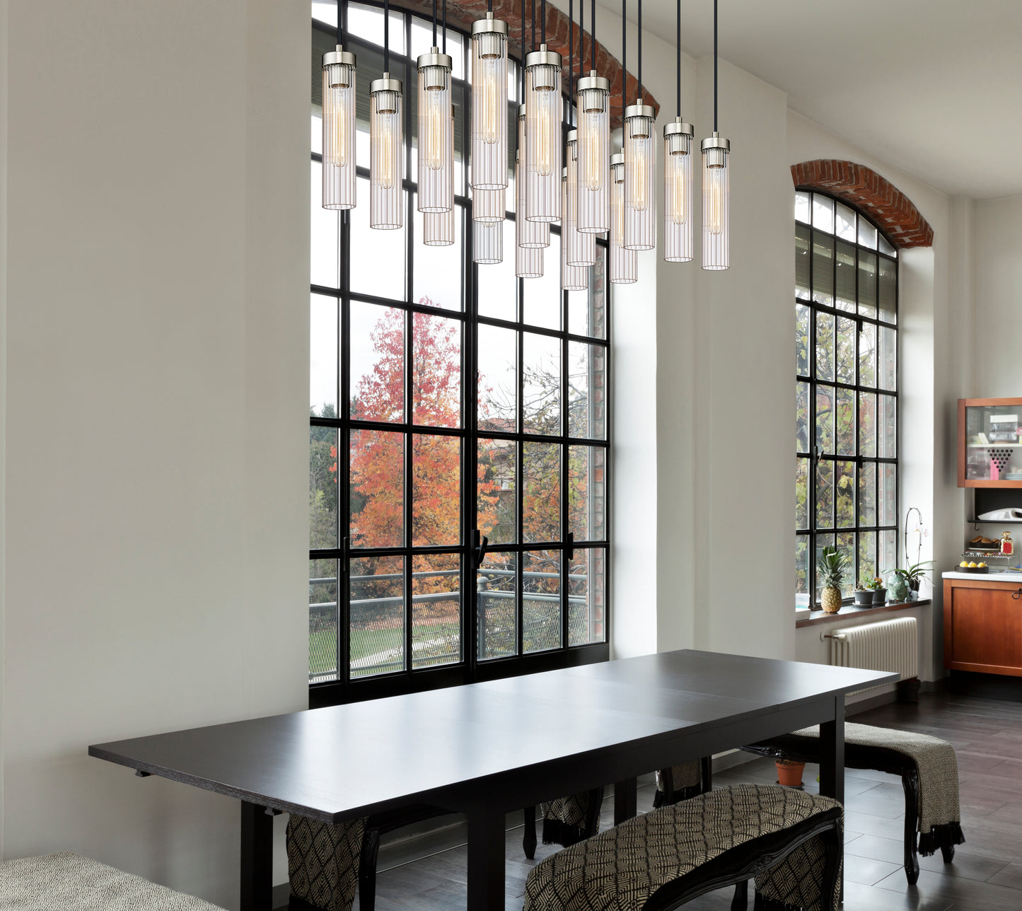 740P-17L-BN - Beau 17 Light Linear 42" Chandelier - Brushed Nickel