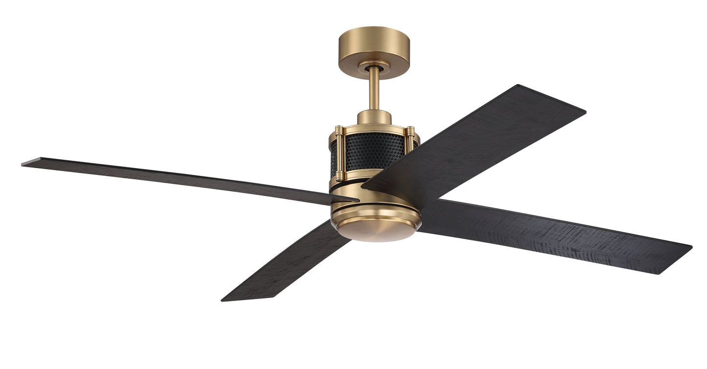 GRG56SBFB4-NWF - Gregory 56" Indoor Ceiling Fan with no Wifi 56" 4 Blade Ceiling Fan with Light Kit - Satin Brass