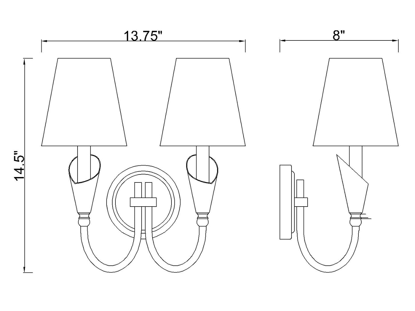 4014-2S-TW-MGLD - Claudelle 2 Light Wall 14" Sconce - Tundra White / Modern Gold