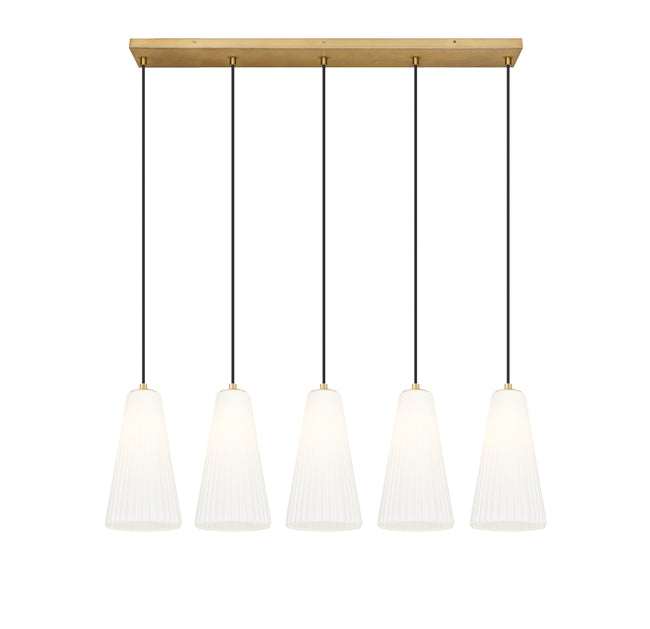 3043P7-5L-MGLD - Farrell 5 Light Linear 42" Chandelier - Modern Gold