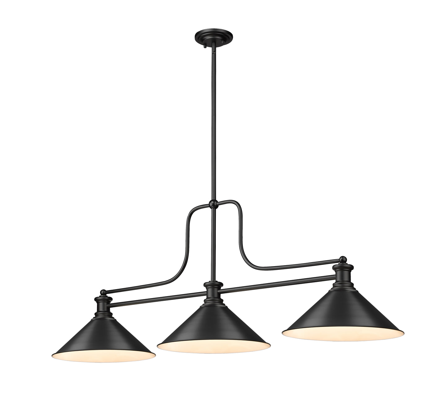 725-3MB-MB15 - Melange 3 Light 52" Billiard - Matte Black
