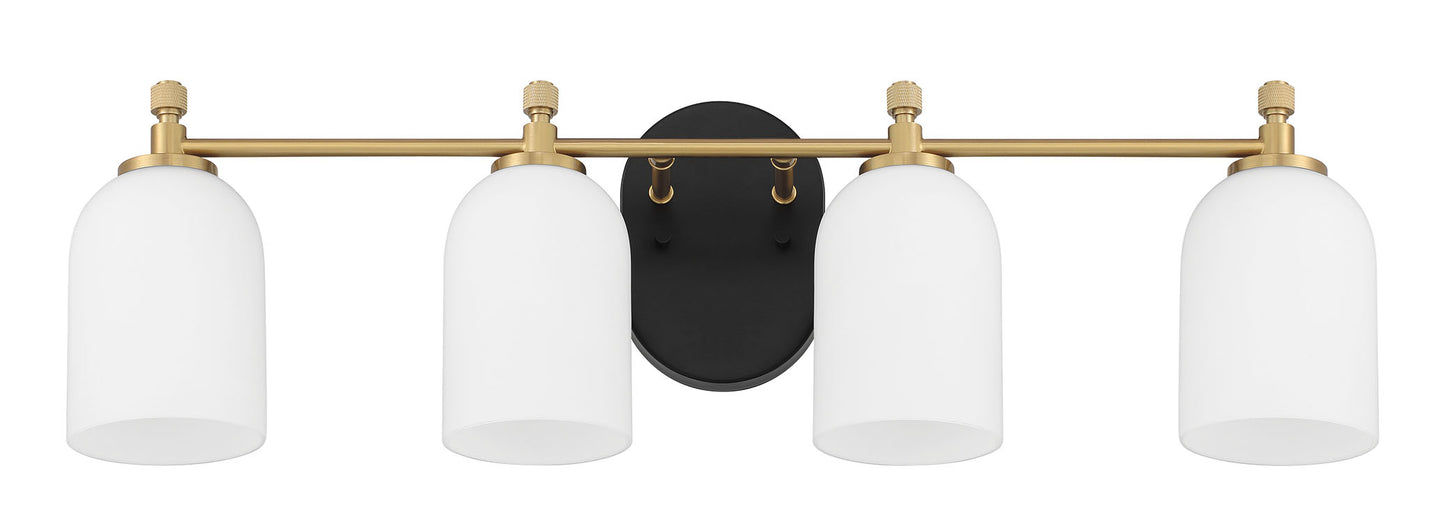 60304-FBSB - Council 4 Light 29" Wide Vanity Light - Flat Black / Satin Brass