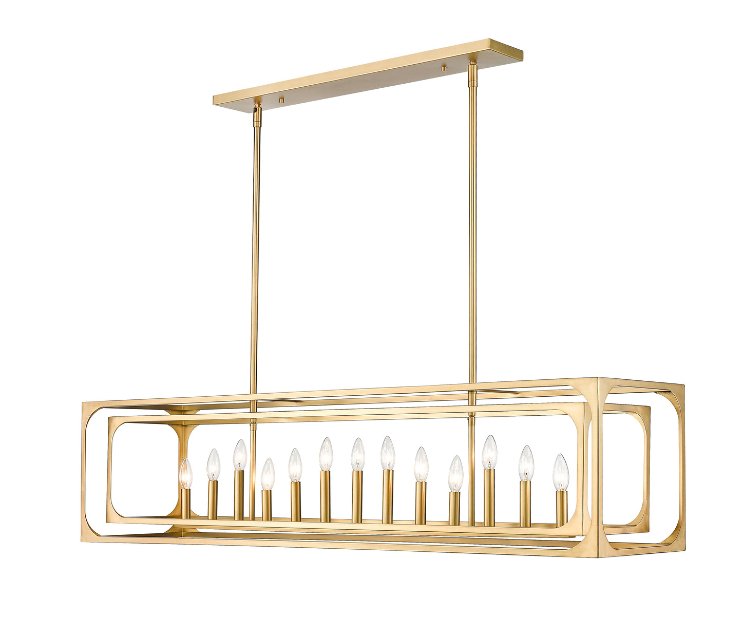 3038-13L-RB - Easton 13 Light Linear 54" Chandelier - Rubbed Brass
