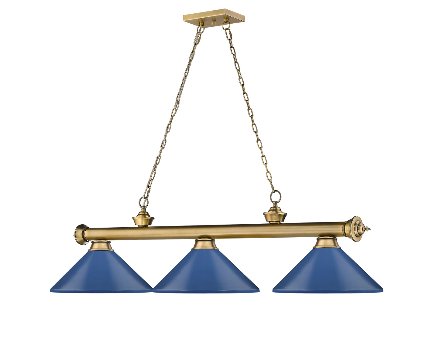 2306-3RB-MNB - Cordon 3 Light 58" Billiard - Rubbed Brass