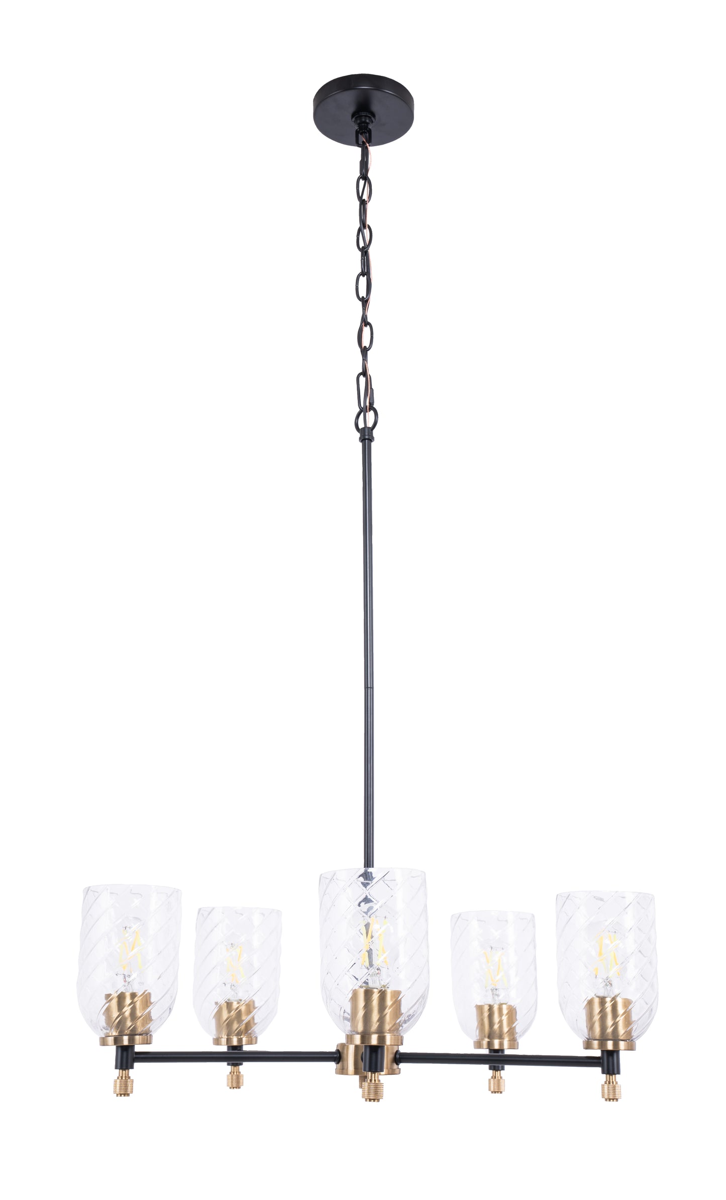60325-FBSB-C - Council 5 Light 25" Wide Chandelier - Flat Black / Satin Brass