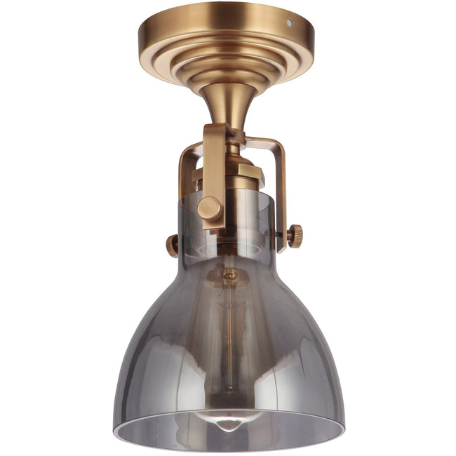 X8317-VB - State House 1 Light 10.75" High Semi Flush Mount - Vintage Brass