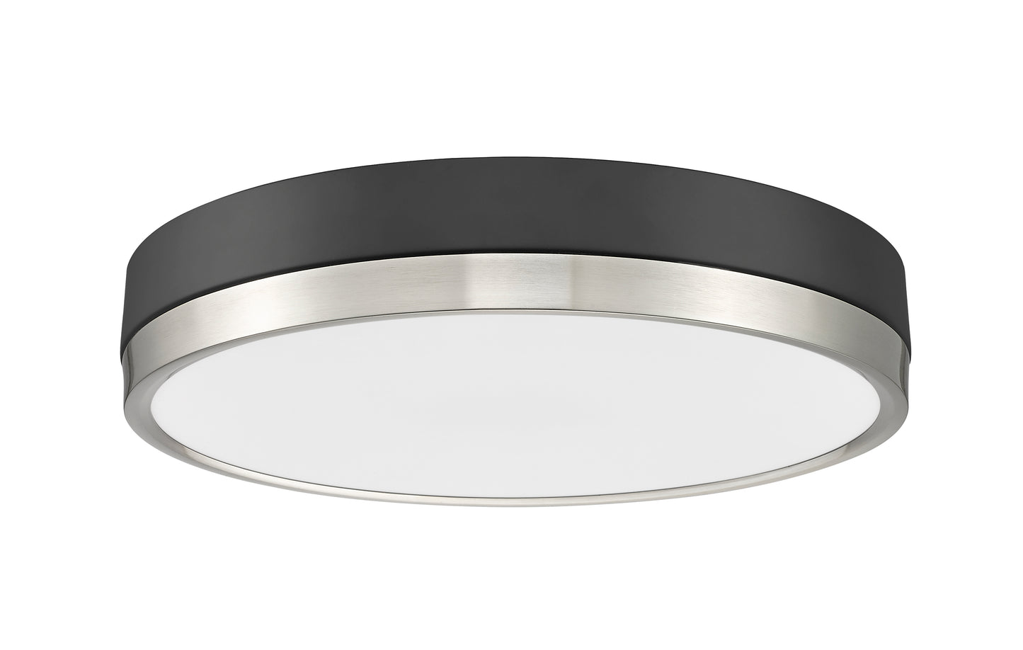 1006F16-MB-BN-LED - Algar 1 Light Flush 16" Mount - Matte Black / Brushed Nickel